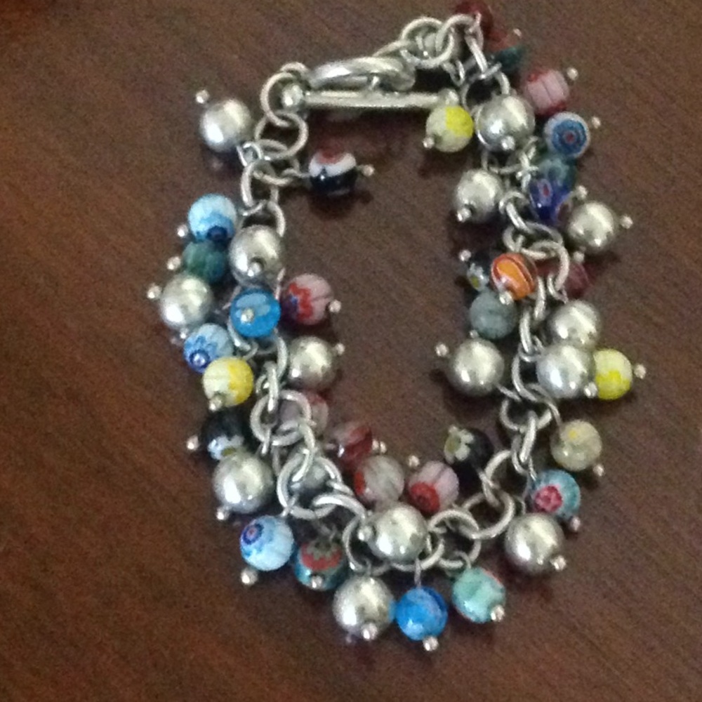 Silver & glass beads with bright colors